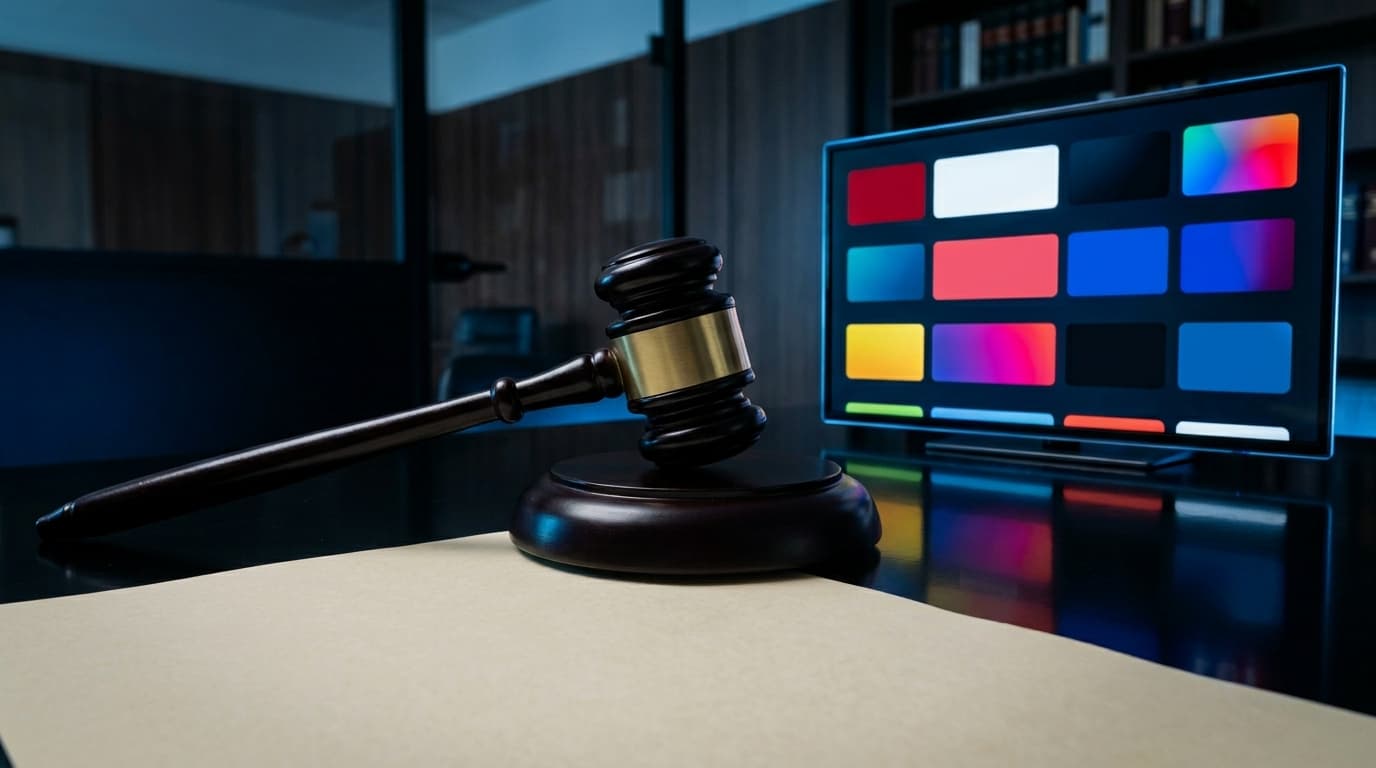 IPTV légal ou illégal en France — balance de la justice et écran TV